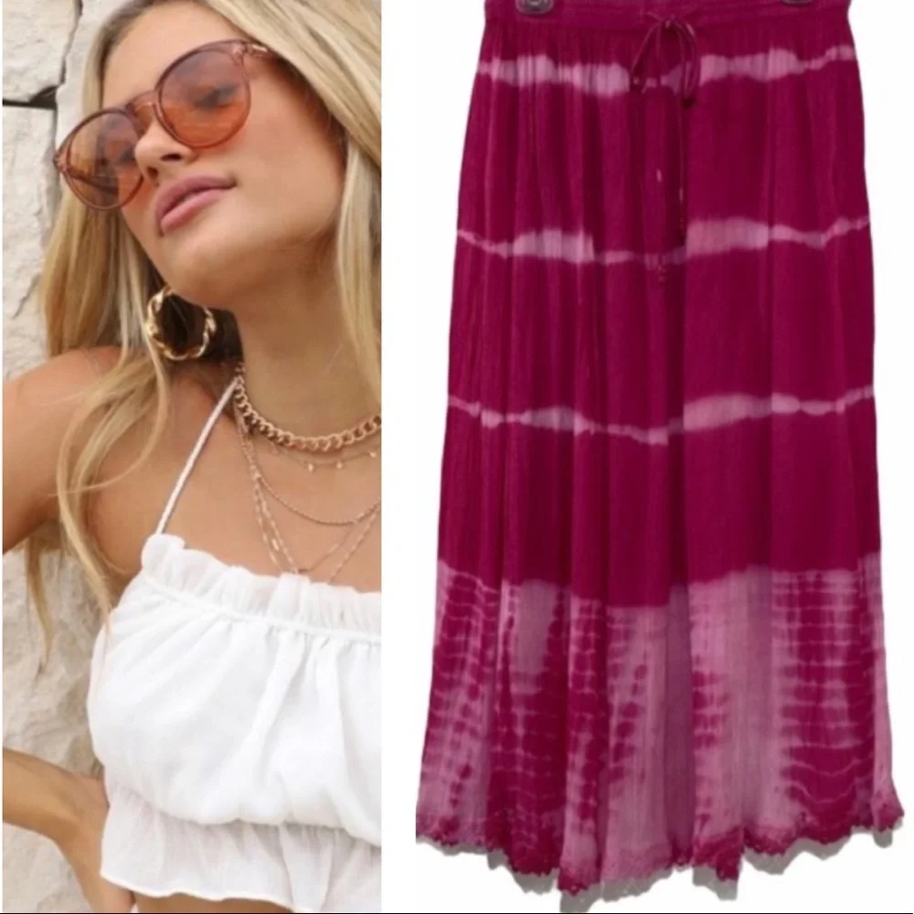 Tie Dye Gypsy Boho Festival Maxi Skirt Tie Dye